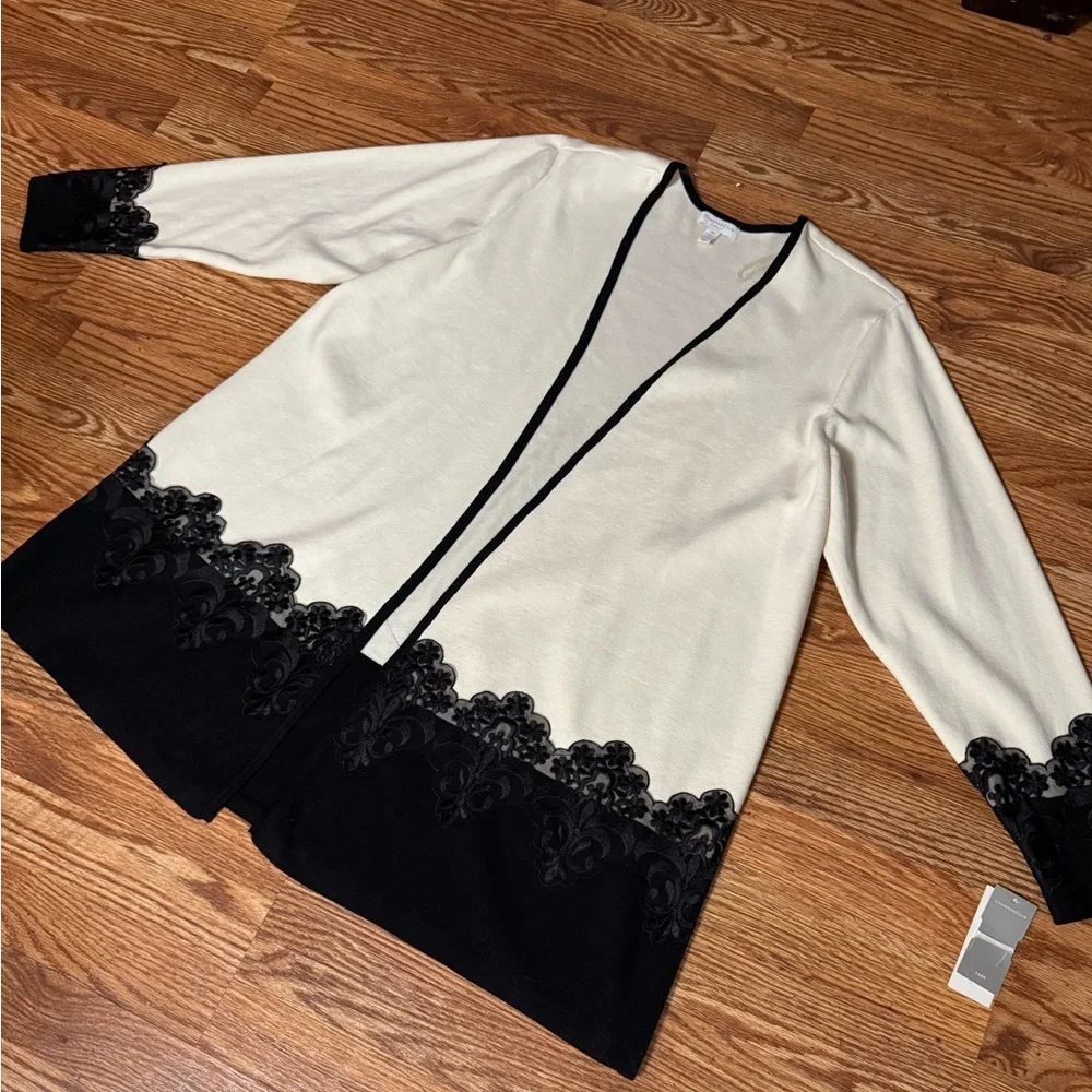 Macy’s Charter Club Open Front Cardigan With Lace Trim Size 3X - Picture 9 of 13